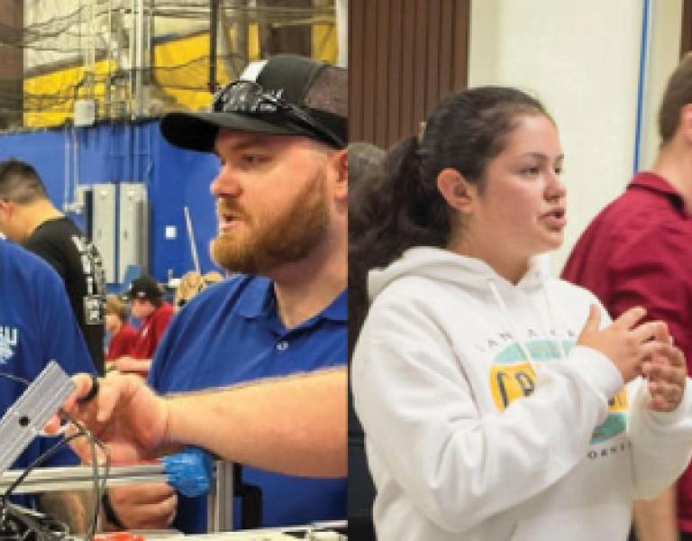 Students speak to other students about their projects