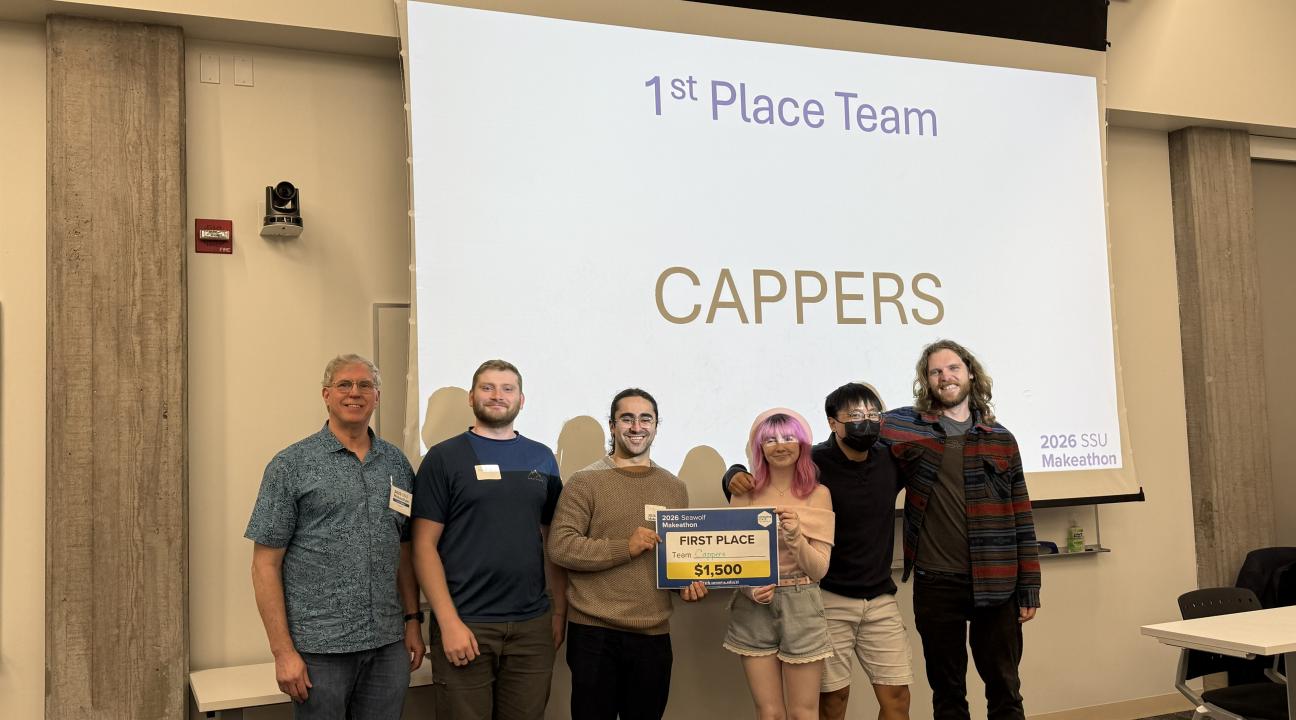 Winning Students Pose with their Award Certificate During the 2026 Makeathon