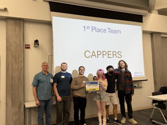 Winning Students Pose with their Award Certificate During the 2026 Makeathon