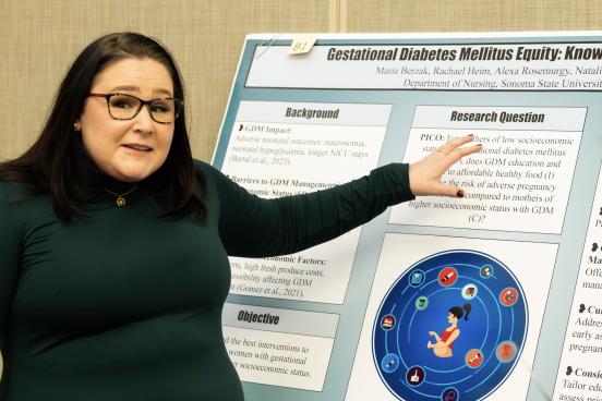 Nursing student presenting a poster
