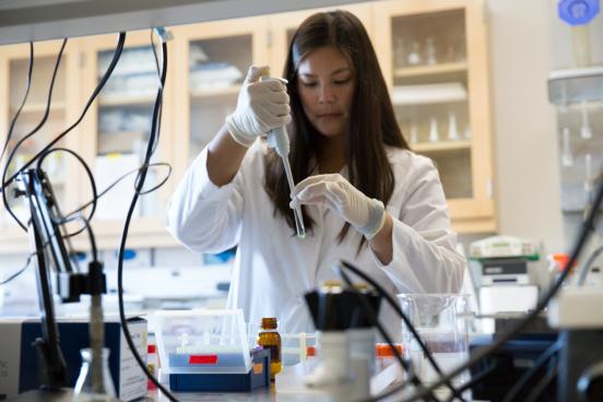 Student working in a lab